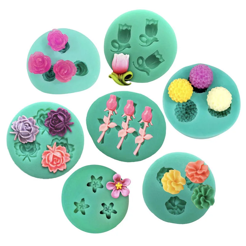 

New Mini Flowers Series Silicone Mold DIY Handmade Fondant Cake Baking Chocolate Sugar Cake Tool Resin Polymer Clay Making Mould