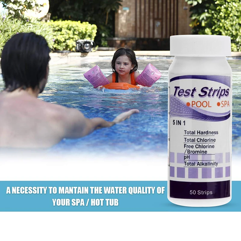 

5-in-1 Swimming Pool Spa Water Test Strips Chlorine Bromine PH Alkalinity Hardness Test Tools Water Testing Products