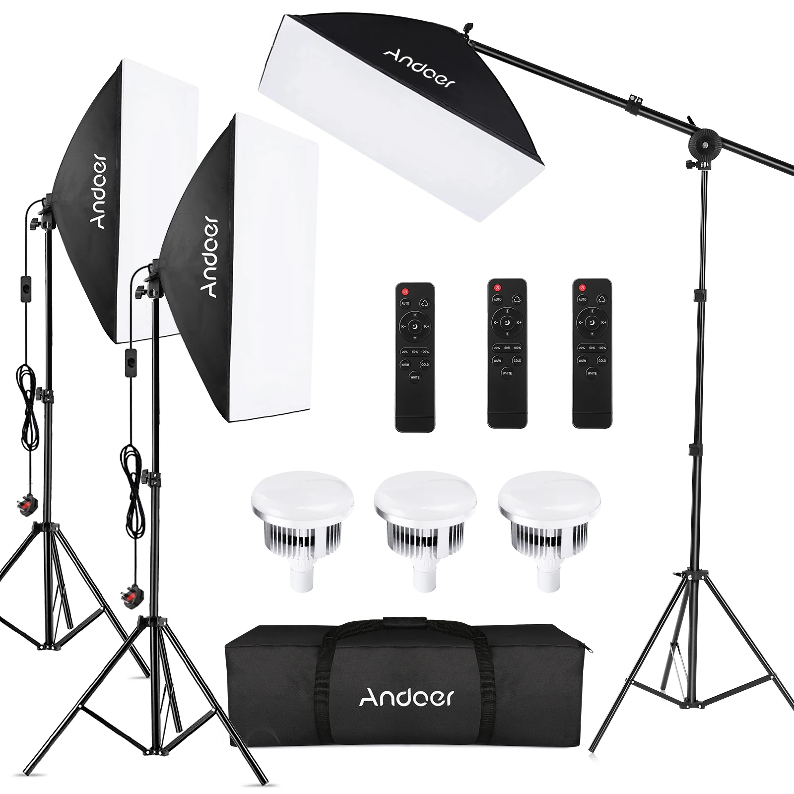 

Andoer Photography Light Kit with LED Light Softbox Light Stand Remote Control Boom Arm Carry Bag for Studio Product Photo Video