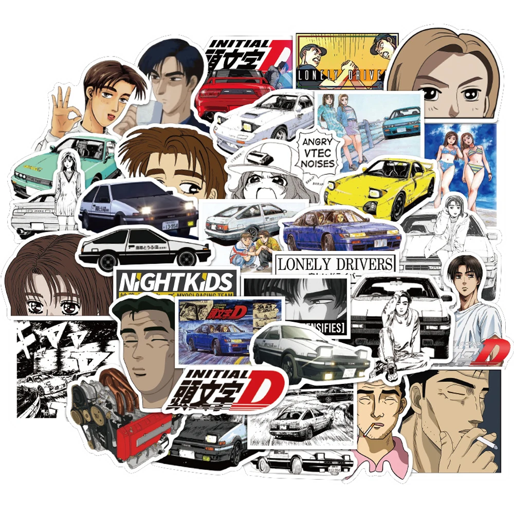 

10/30/50PCS Japan Anime Initial D Stickers Decal Cool Graffiti DIY Motorcycle Luggage Guitar Skateboard Cartoon Kid Toy Sticker