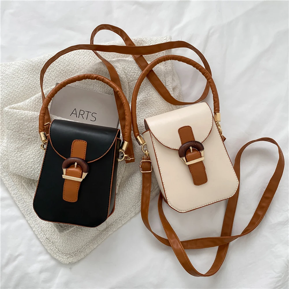 

Women Saddle Bag Flap Small Shoulder Bag Simple Hit Color PU Leather for Outdoor Shopping Business Traveling