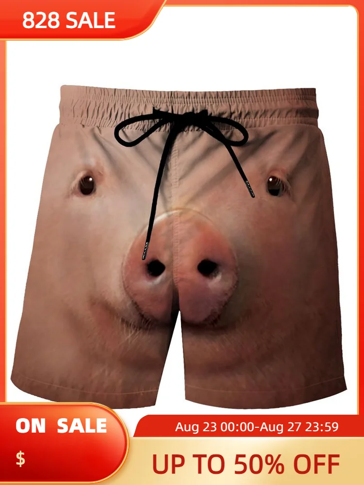 

Short swimsuit with pork and duck print for men, swimsuit with animal print, Sexy, for beach, surfboard