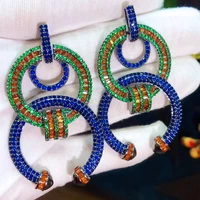 missvikki bohemian vintage bagutte round blue earrings for women 2022 fashion geometric drop earrings zircon cross earrings