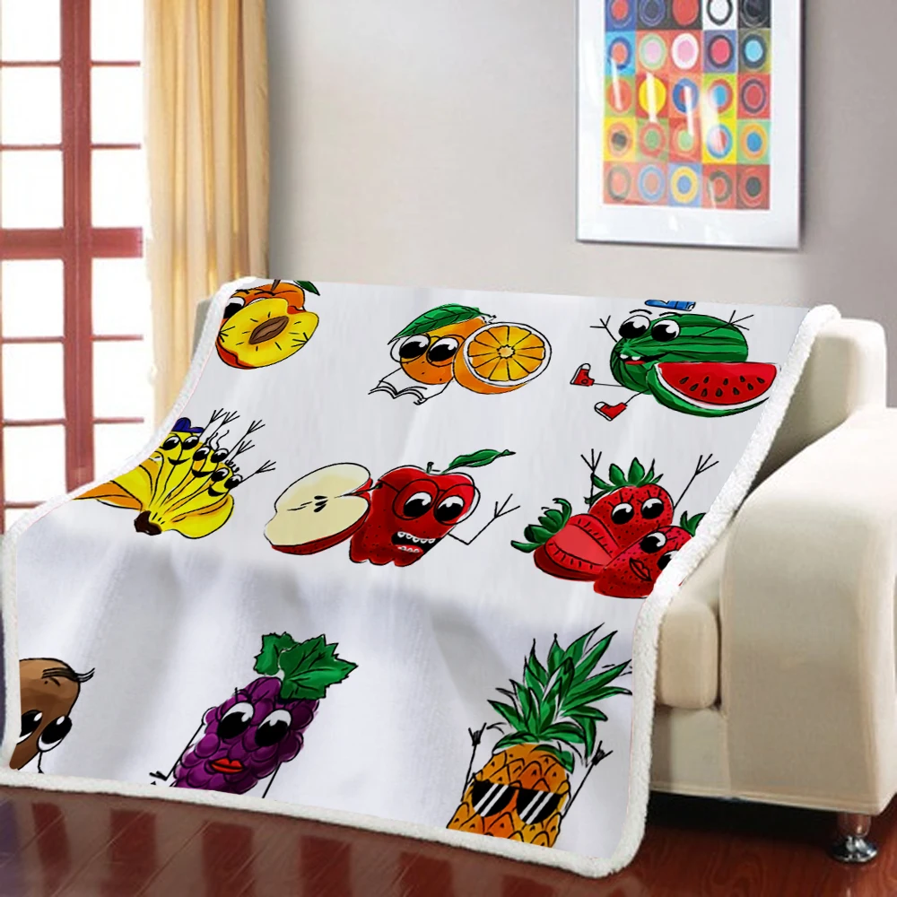 

Fresh Fruits Fleece Blanket Autumn Winter Warm Fashion Coverlet Bedroom Living Room New Style Square Sofa Decoration