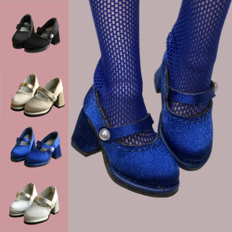 BJD Doll shoes suitable for blythe ob24 size Vintage Satin Mary Jane Large Heel High Heel Doll accessories