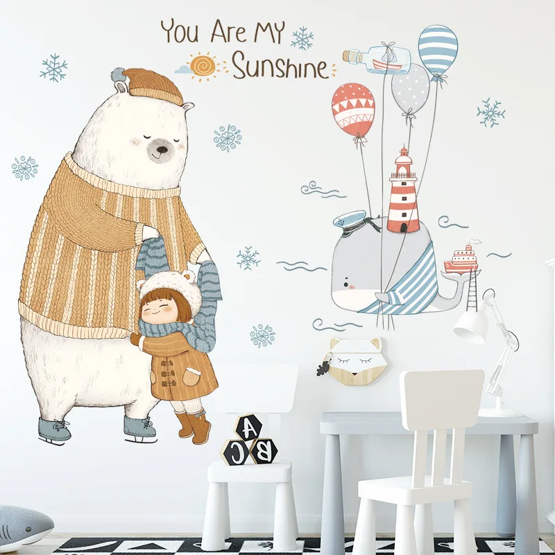 

Cartoon Bear Wallpapers for Kids Children's Room Decoration Wallstickers Waterproof Self-Adhesive Vinyl Posters Murals