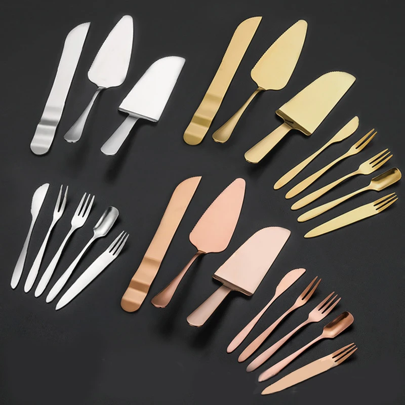 Stainless Steel Wedding Cake Shovel Knife Pie Pizza Cheese Server Cake Divider Knives Baking Tools Dessert Fork Gold Silver 1PCS