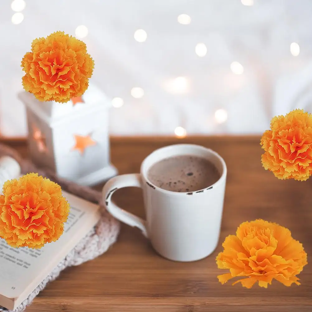 ZK20 30 шт. искусственные цветы календулы шелковая ткань набор украшений оранжевые