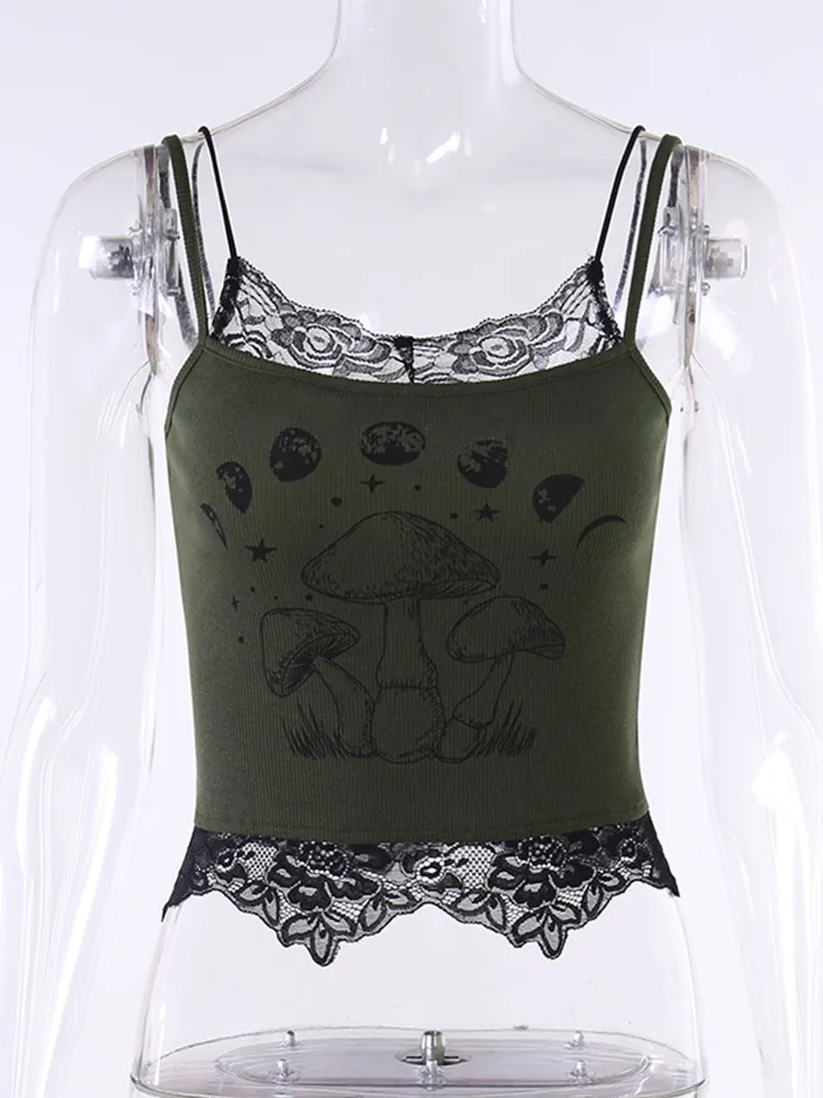 Женский топ с кружевной отделкой InsDoit готический в стиле пэчворк принтом виде