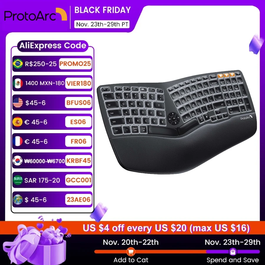 Беспроводная эргономичная клавиатура