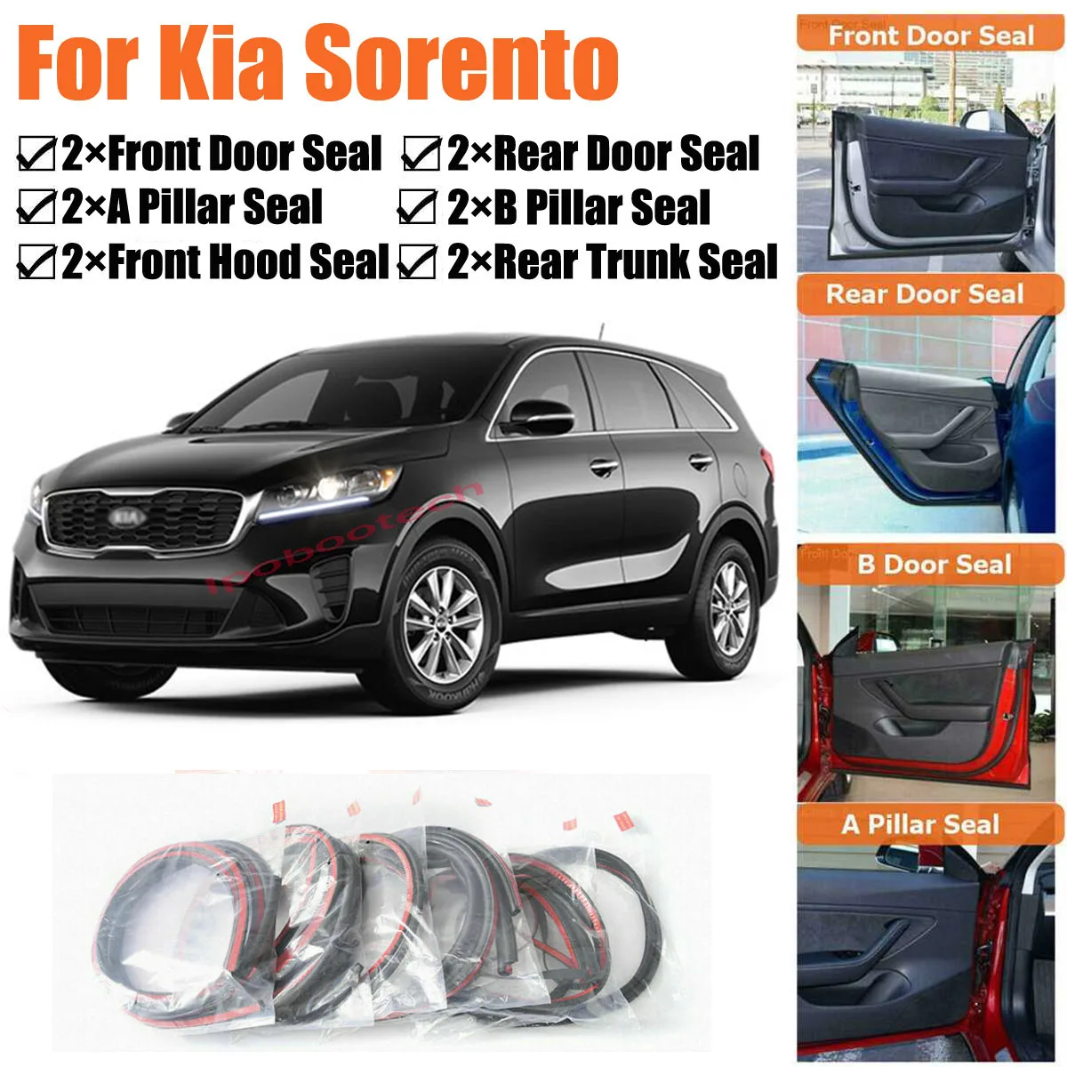 

Brand New Car Door Seal Kit Soundproof Rubber Weather Draft Seal Strip Wind Noise Reduction Fit For kia Sorento