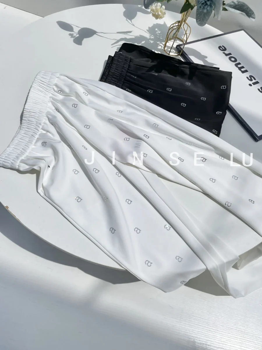 Ацетатные атласные брюки высокого качества с широкими штанинами для женщин