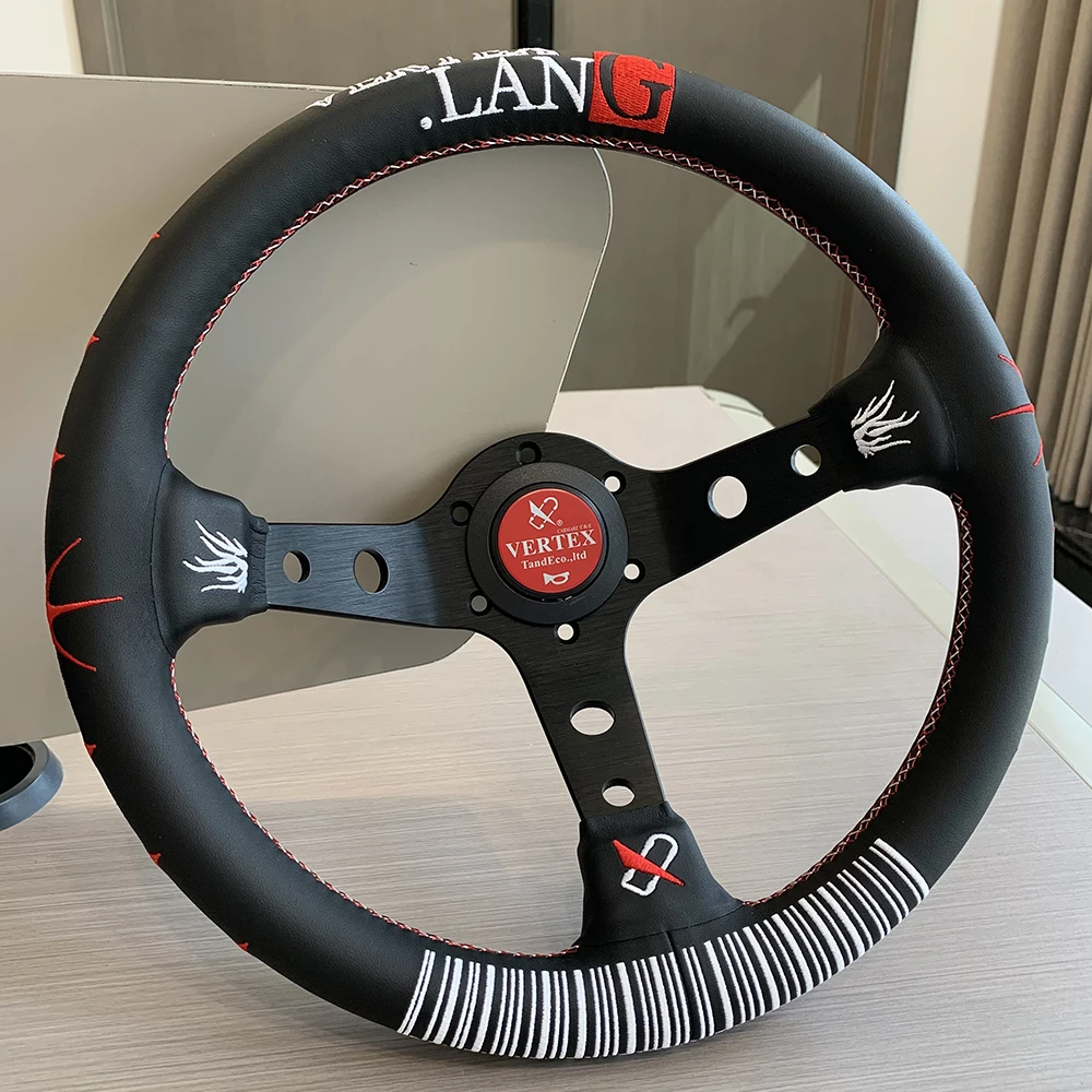 Tiypeor JDM VERTEX LANG Кожаное колесо с вышивкой Гоночный руль