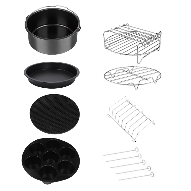

12Pcs Air Fryer Accessories 9 Inches For Airfryer 5.3-6.8QT Fryer, Baking Basket, Pizza Tray, Kitchen Cooking Tools