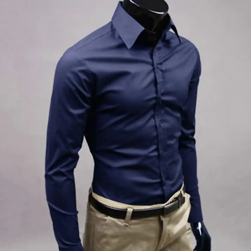 

Fashion Dress Shirt Cotton Shirt Comfortable Solid Long Sleeve Button Down Dress Shirt Glossy