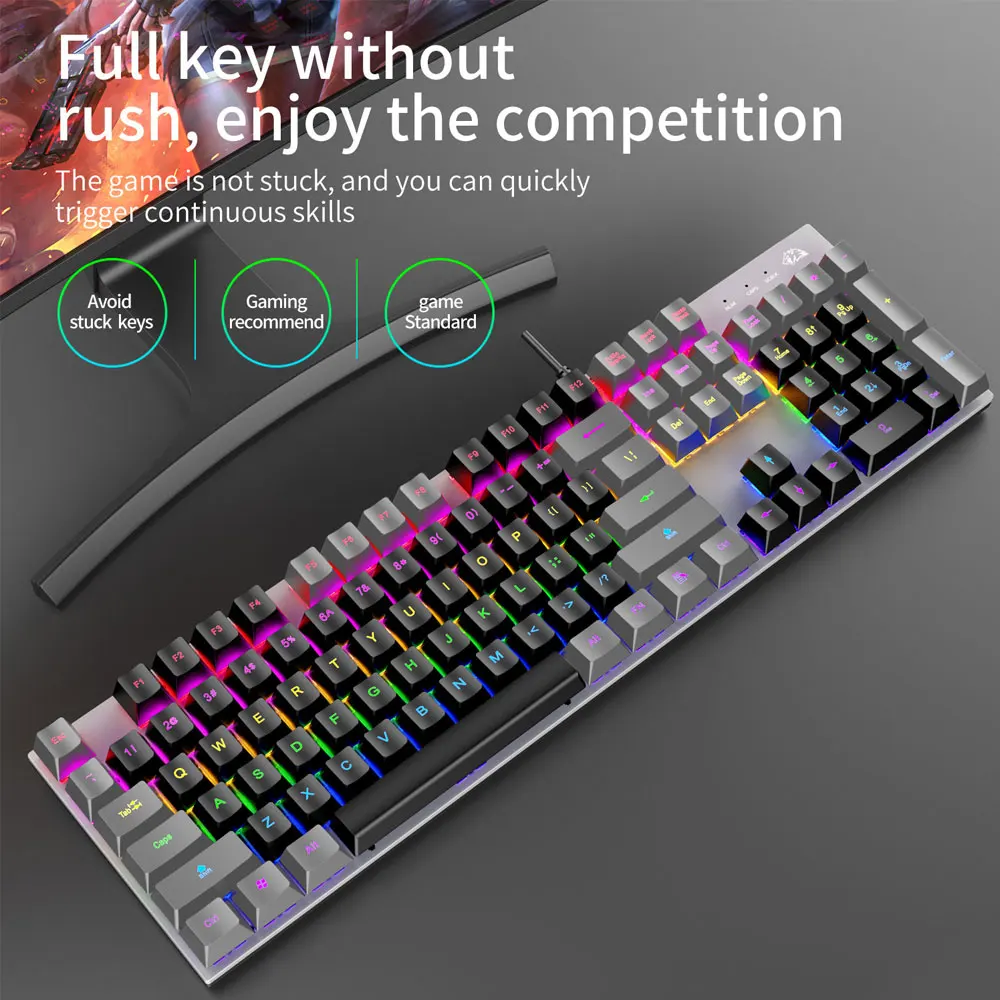 Механическая проводная клавиатура с 104 клавишами синий/красный переключатель