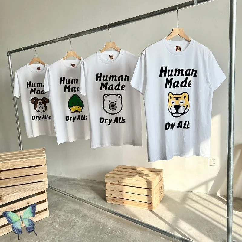 

2022ss New Duck Tiger Dog Polar Bear Head Print HUMAN MADE Harajuku Cotton Men's Women's T-shirt