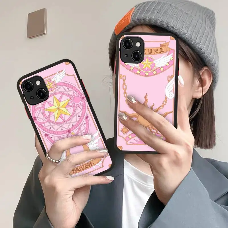

Card Captor Sakura Anime Phone Case for iPhone X XR XS 7 8 Plus 11 12 13 pro MAX 13mini Translucent Matte Case