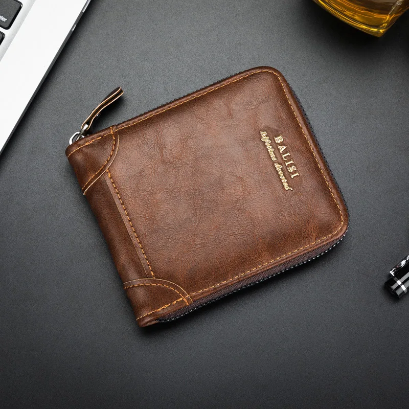 

Wallet Men's Retro Simple Men's Leisure Short Money Clip Multifunctional Zipper Card Bag