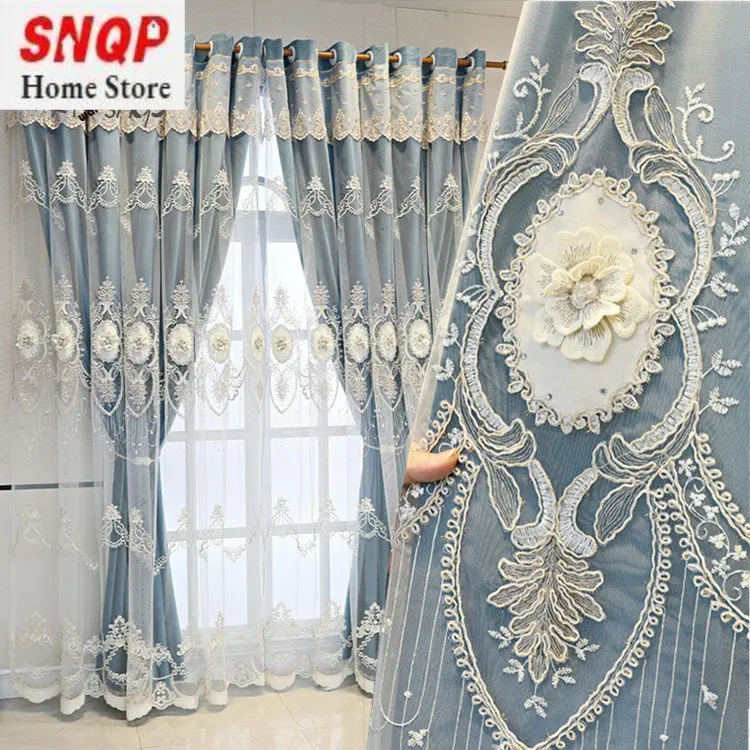

High-end European Style Light Luxury Embossed Embroidered Curtains 2023 New Included Curtains for Living Dining Room Bedroom