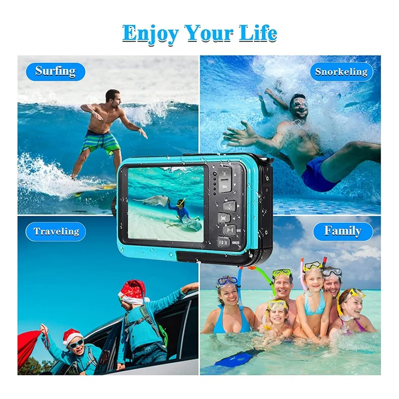 

Digital Camera Underwater Cameras Full HD 2.7K 48MP Video Recorder Camera Selfie Dual Screens 10FT 16X Digital Zoom