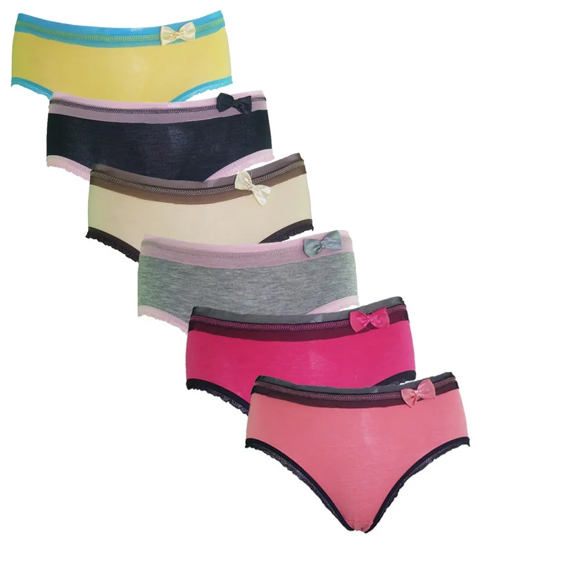 

New everyday bamboo fiber bow Sexy cozy comfortable Lace Briefs thongs Underwear Lingerie for women 86669-1