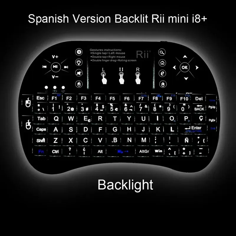 Фото Мини-клавиатура Rii X8 с тачпадом для Android TV Box Smart TV/ПК/Ipad Голосовой поиск со светодиодной подсветкой RU/US Беспроводная клавиатура №5