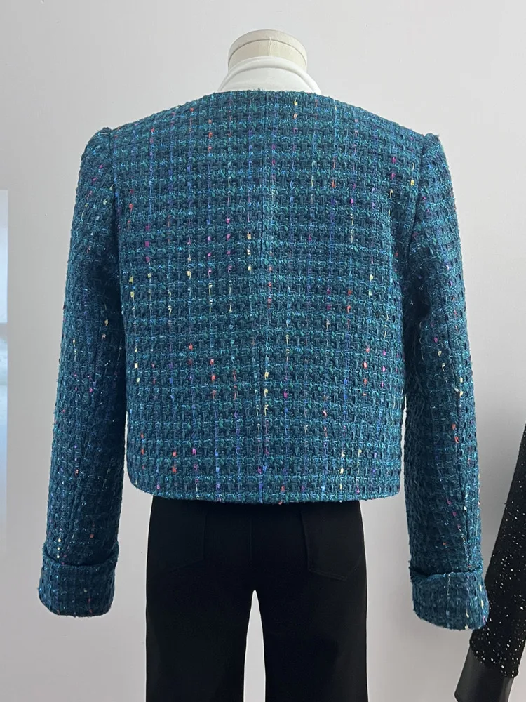 Женская твидовая куртка роскошная маленькая на осень и зиму короткое пальто для