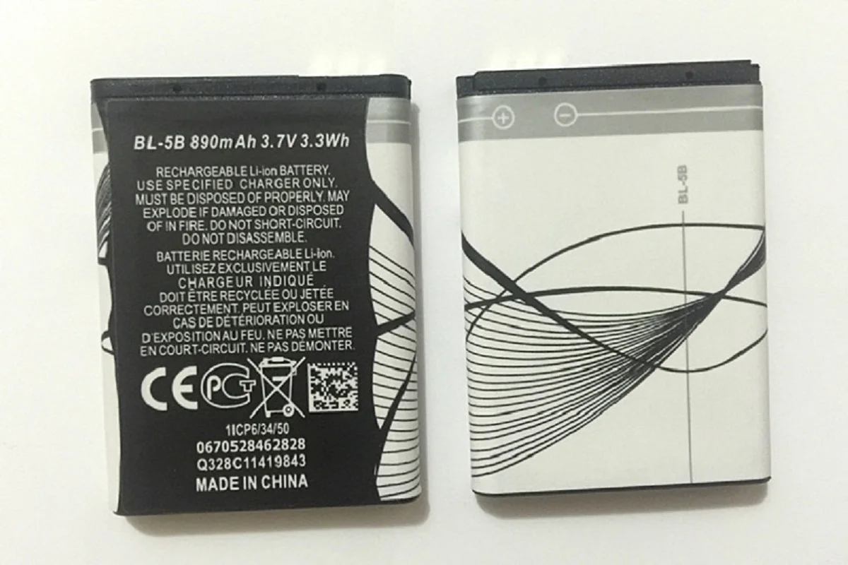 

BL-5B cell phone battery lithium battery For Nokia 3220 3230 5140 5140i 5200 5300 5500 6020 6021 6060 N83 N90 BL-5B Battery