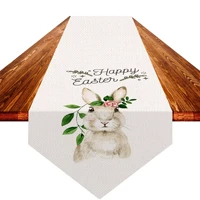 easter rabbit print table runner modern tablecloths spring animal bunny party decor dining table runner easter decorations