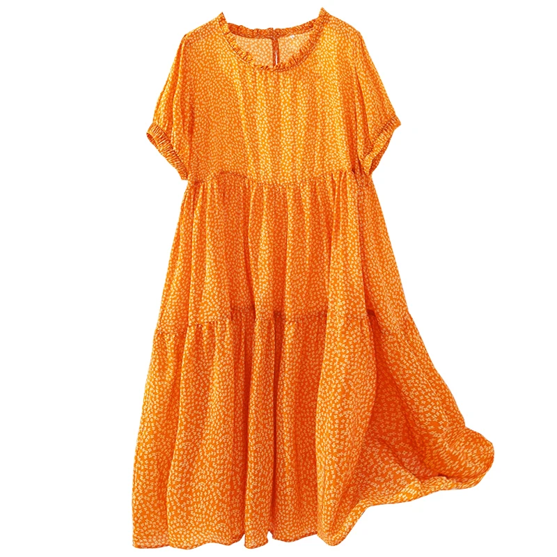 

Summer Natural Silk High Quality Thin Vestidos De Mujer Birthday Dress for Women Bohemian Knee-Length Women Clothes