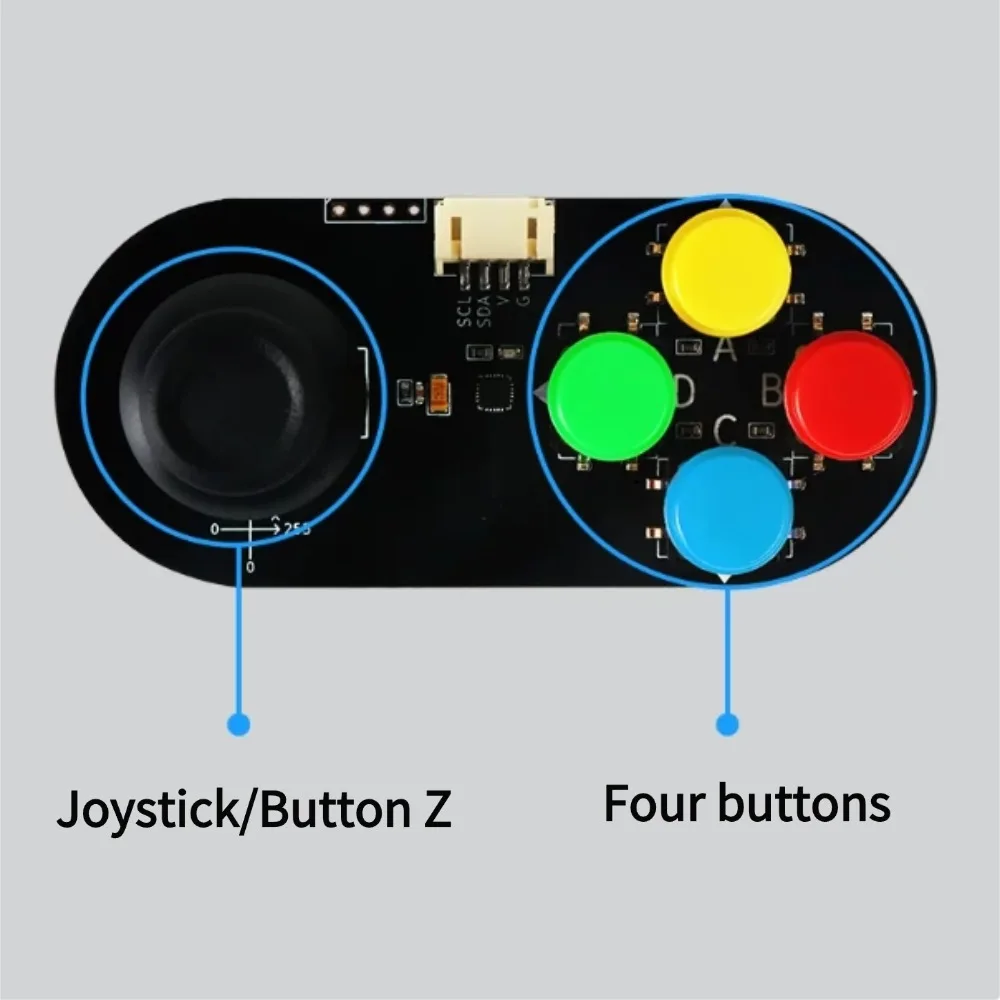 Фото Модуль мини-джойстика I2C для Arduino/Raspberry Pi – 4 кнопки (A/B/C/D), двухосевое управление X/Y, адрес I2C 0x5A №4