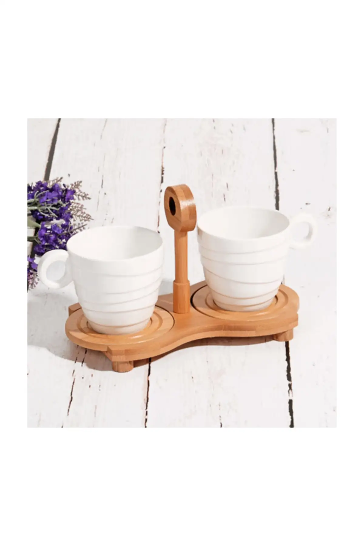 

Amazing Turkish Greek Arabic Coffee & Espresso Cup Set Bamboo Stand Luxury Porcelain 2 Person Tea Coffee Cup Set