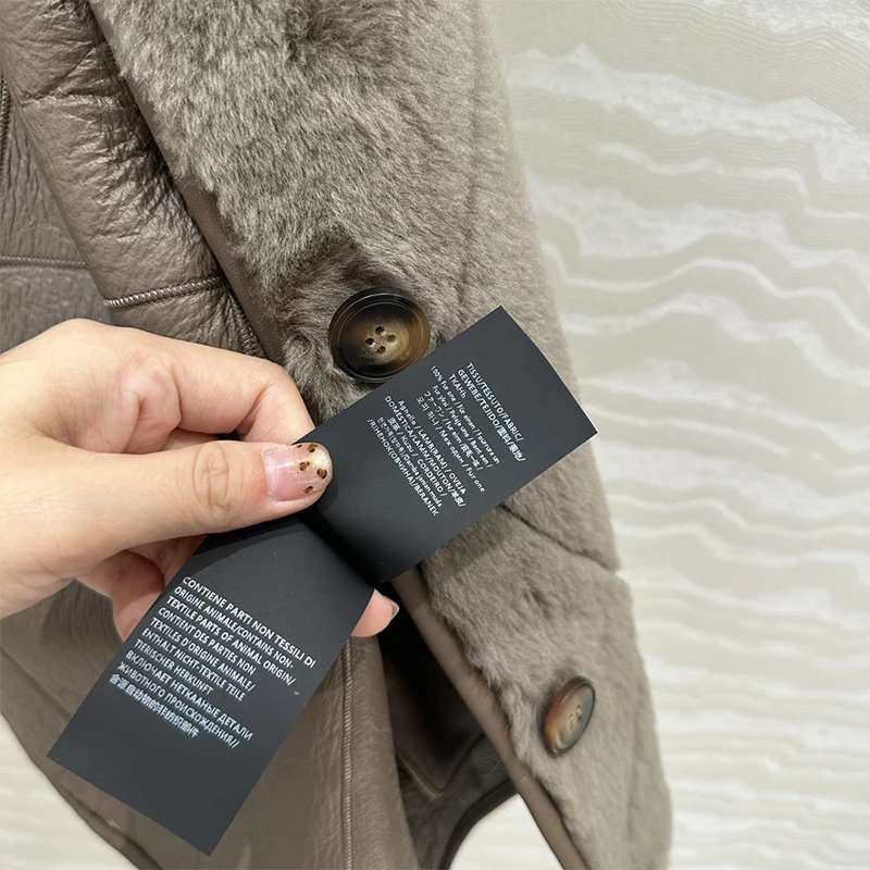 2024 модный зимний женский топ из овчины с ромбовидной клеткой винтажное пальто