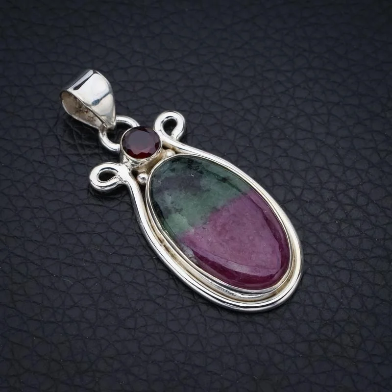 

StarGems Zoisite GarnetHandmade 925 Sterling Silver Pendant 1.75" F4615