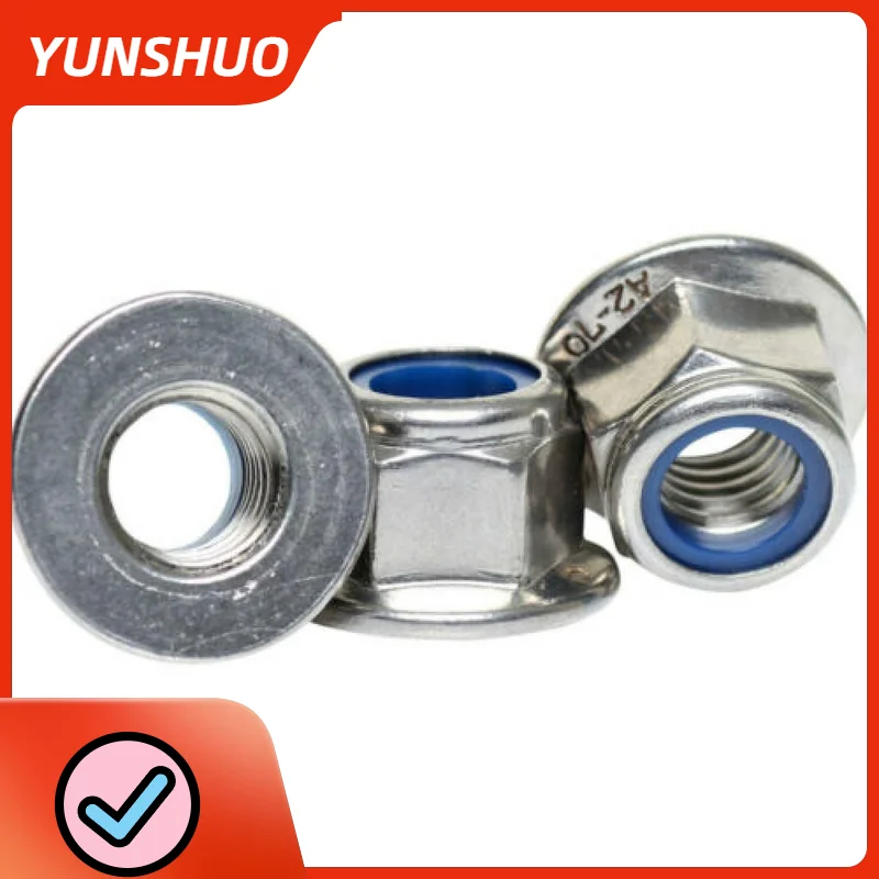 

50 шт. M4 M5 M6 M8 M10 M12 A2 фланцевые нейлоновые гайки из нержавеющей стали, фланцевые гайки DIN 6926