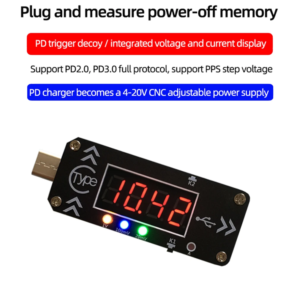 

Voltage Current Meter Detection Tester Type-C USB Trigger Charger Voltmeter Ammeter PPS Digital Display Decoy Device