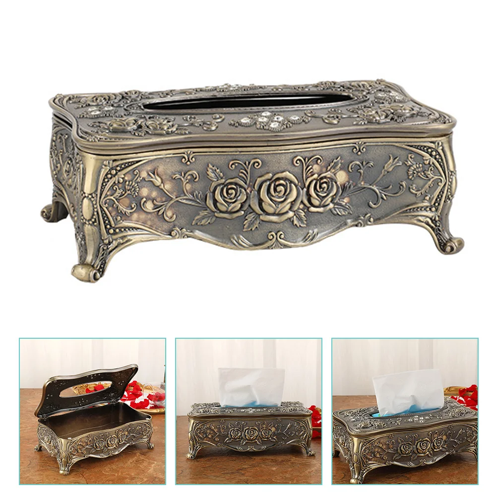 

Tissue Box Cover Holder Dispenser Facial Organizer Paper Napkin Bedroom Room Lights Retro Decorative Storage Container Table