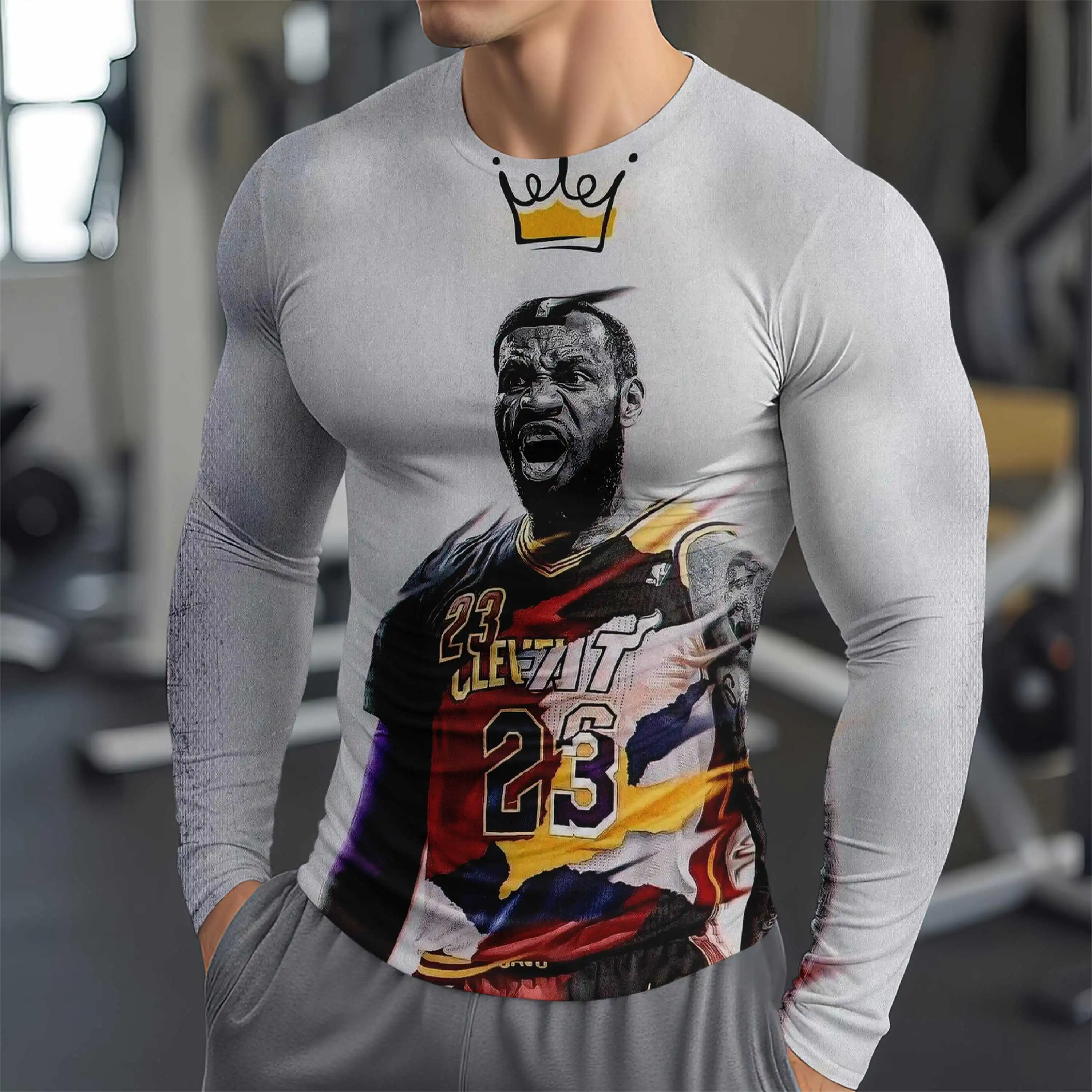 Футбольный Топ С Длинными Рукавами И 3D-принтом Lebron Модная Спортивная Одежда