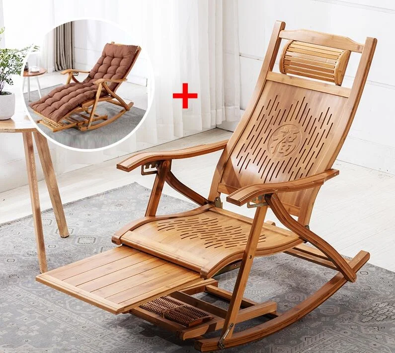 

Modern folding bamboo chair rocking chair with beds covered/exposed lounge bed bamboo furniture Rocker laid out