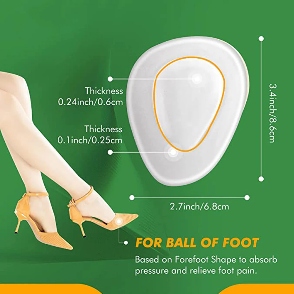 Silicone Metatarsal Foot Pads for Sandals High Heels Forefoot Insert Pain Relief Gel Insoles Ball of Foot Shoe Cushion for Women