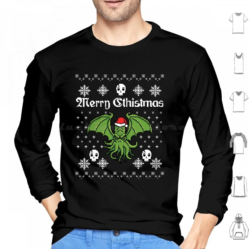 

Рождественский свитер с надписью Merry Cthistmas Cthulhu Уродливый Рождественский свитер с капюшоном хлопковый с длинным рукавом уродливый свитер Рождественский Санта