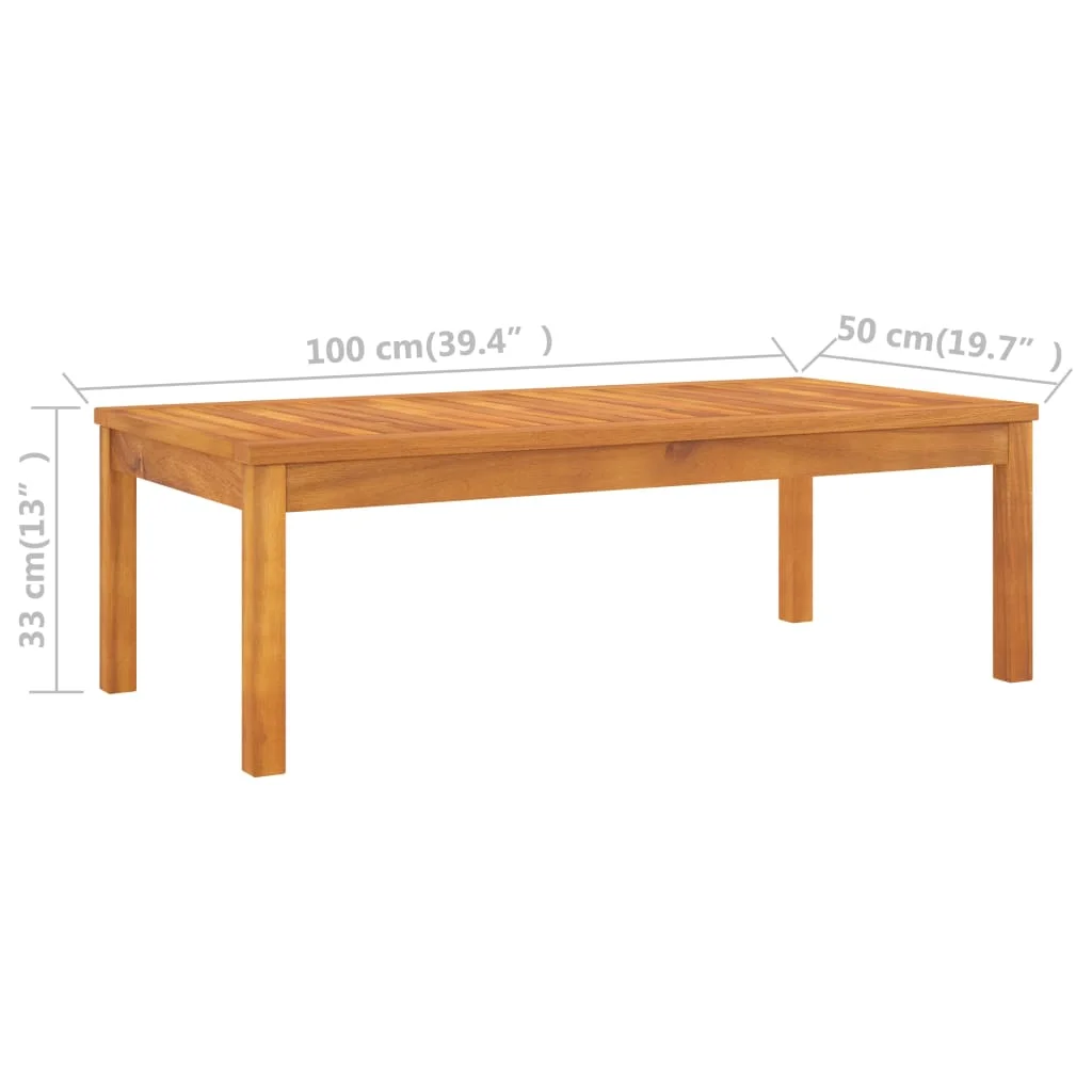 

Patio Outdoor Coffee Table Deck Outside Porch Furniture Balcony Home Decor 39.4"x19.7"x13" Solid Acacia Wood