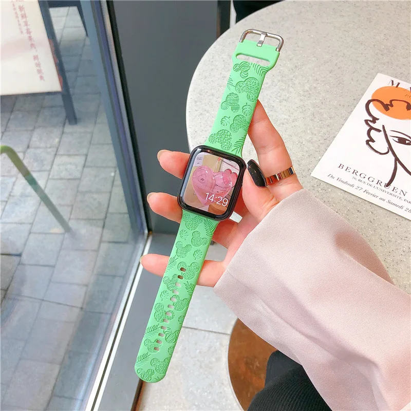 Silicone Sports Strap For iWatch Series8 7 6 5 4 3 SE Embossing Bracelet watchband Apple Watch Band 44mm 40mm 45mm 41mm 42mm 38m