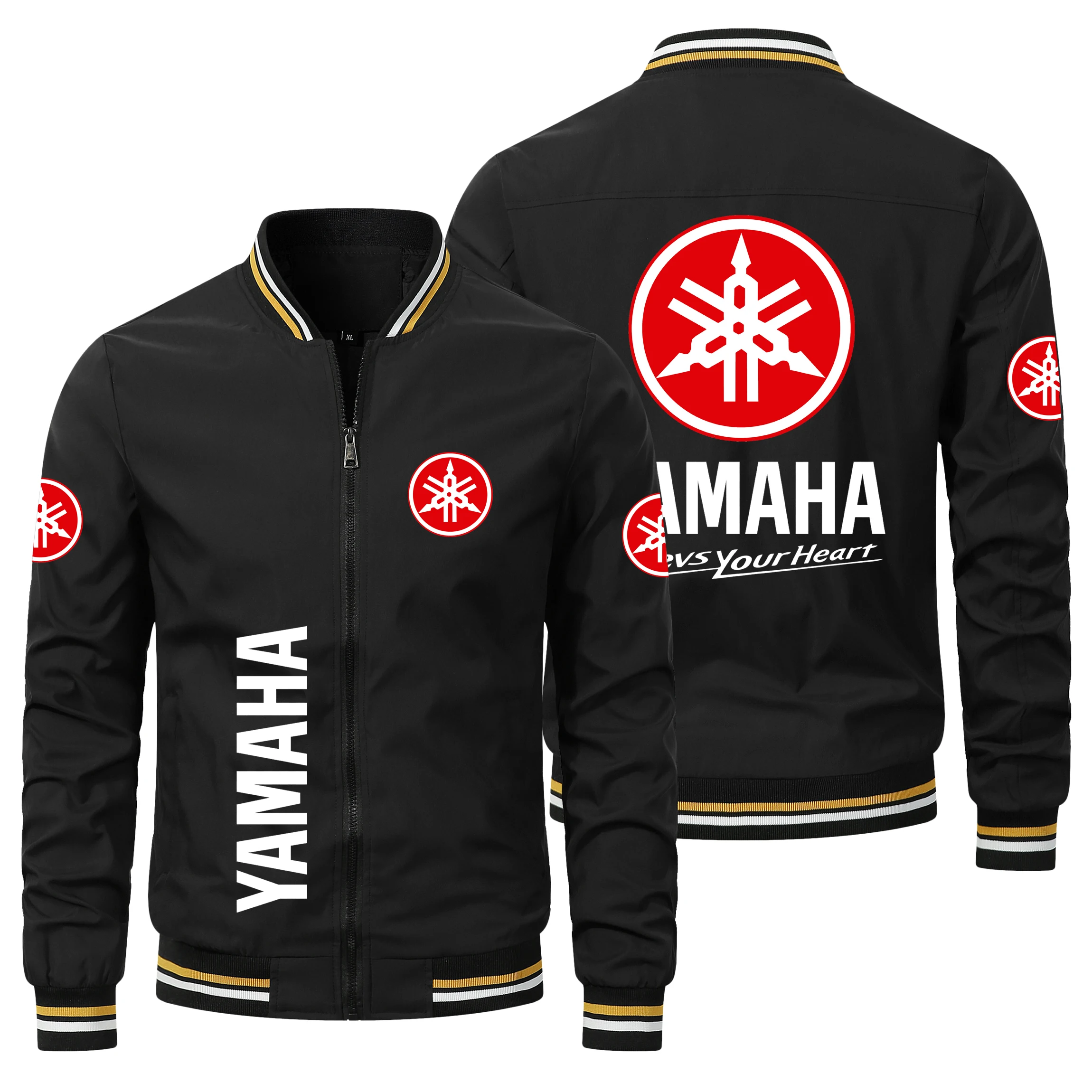 

Куртка мужская мотоциклетная с логотипом Yamaha, модная свободная байкерская куртка, уличная спортивная куртка на молнии, одежда оверсайз для мужчин