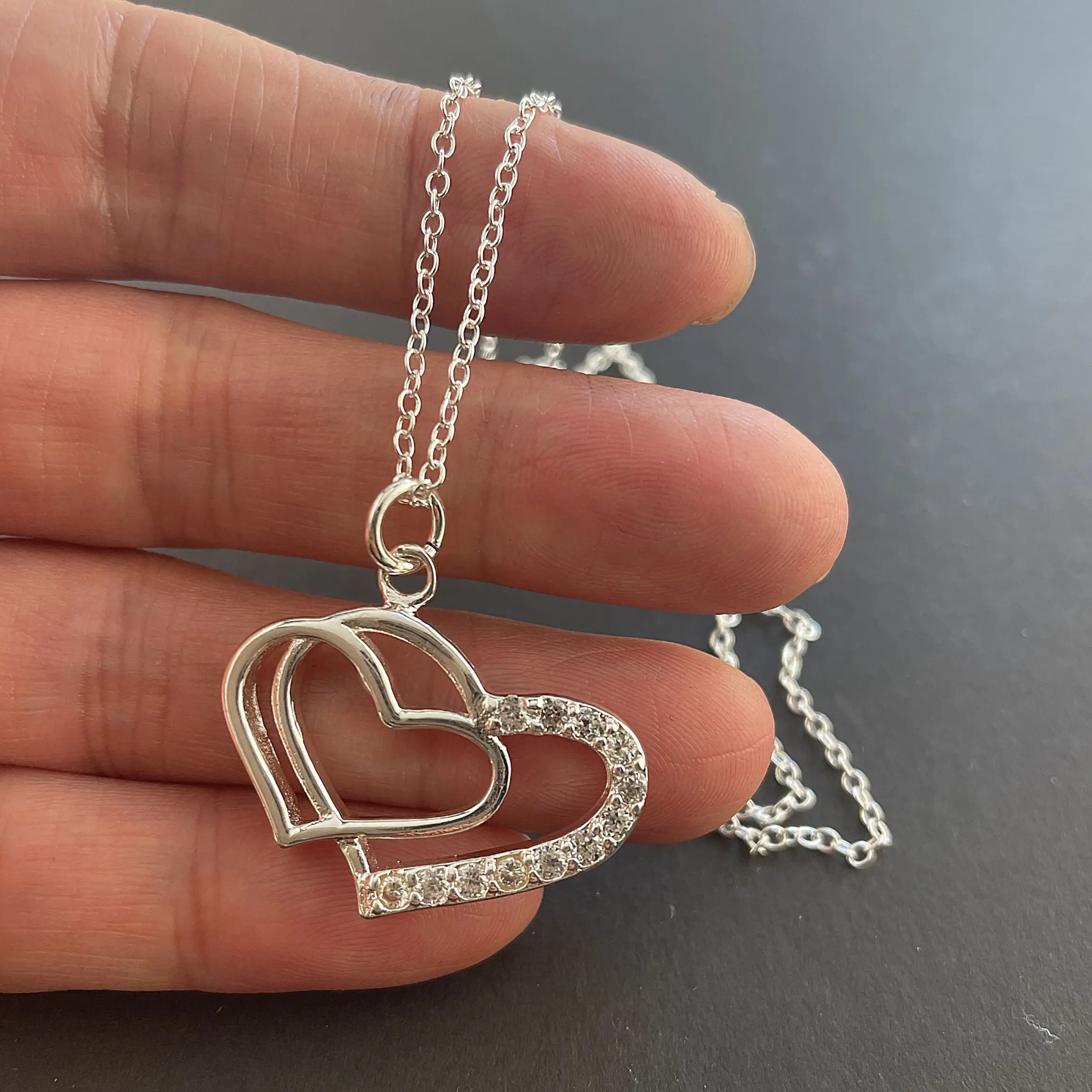 Ожерелье из стерлингового серебра 925 пробы с подвеской в форме сердца циркония