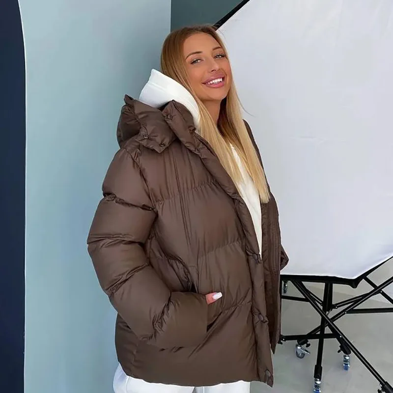 Casual Wear Warm Long Sleeve Lapel Cotton Coat for Women Autumn/winter 2022 Fashion Removable Hoodie Coat