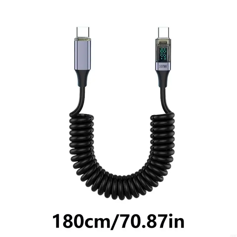 J6BC USB C PD100W кабель быстрого зарядки с расширяемым пружинным проводом для