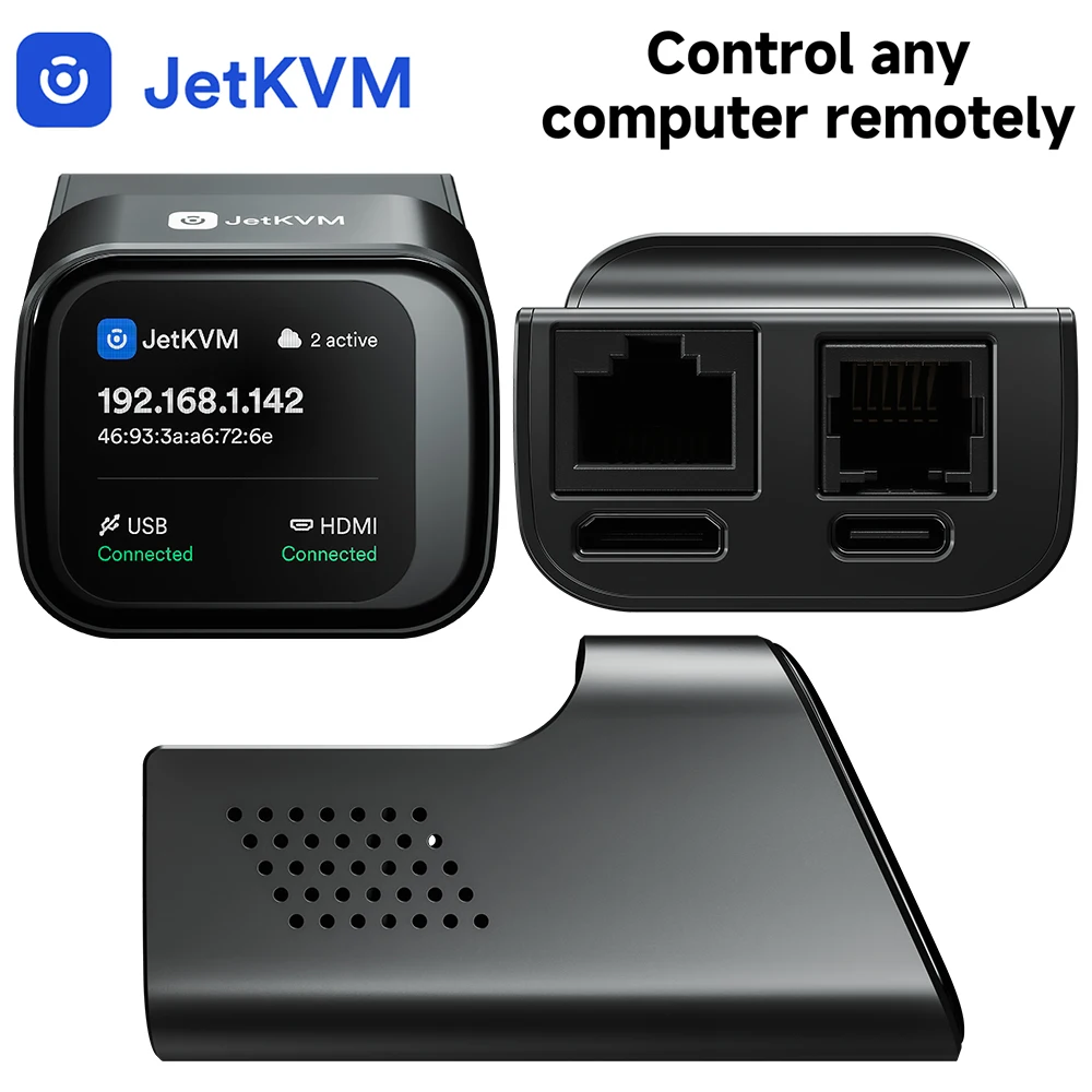 Фото Устройство удаленного управления JetKVM IP-KVM с открытым исходным кодом, HDMI и USB, для настольных ПК, поддерживает Mac/Windows/Linux и другие системы. №1