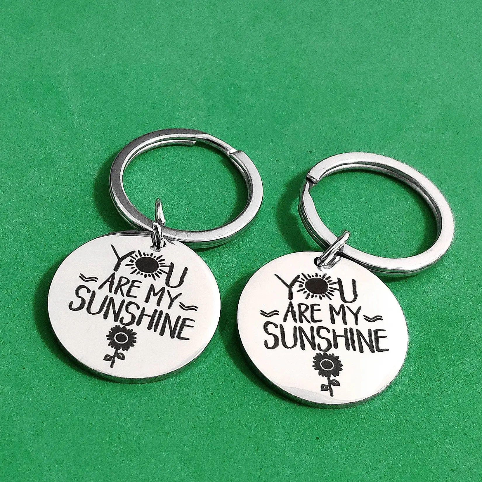 

Keyring Creativity Lanyard for Keys Friends Stainless Steel Gifts Ornaments Couples Sunflowers You Are My Sunshine Keychain Car